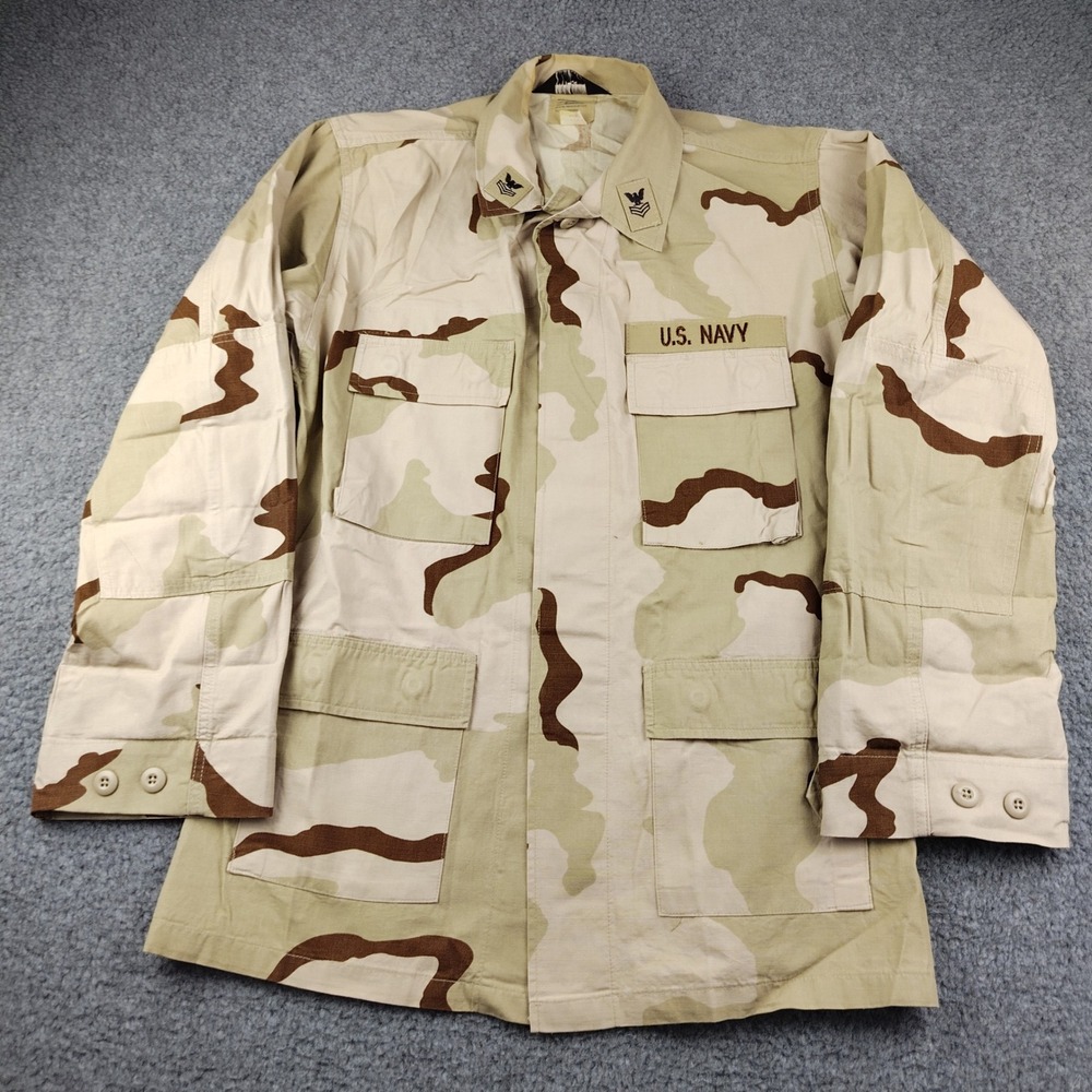 TRU-SPEC US NAVY Military Jacket Desert Camo Medium Long Cotton Ripstop Patches